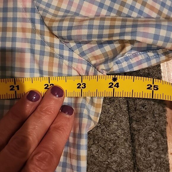 Peter millar mens button down large Checkered shirt pink blue church office baby - Picture 10 of 10